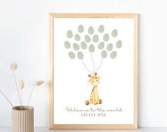 Giraffe Baby Shower Fingerabdruck Gästebuch | watercolour animal jungle alternative theme digital instant download baby sprinkle printable
