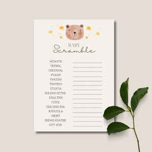 12 Bear Baby Shower Games Printable | Stars Bear-y Theme Digital