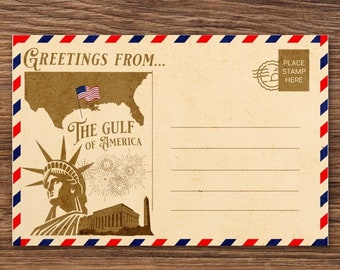 Gulf of America Postcard Funny Trump 2025 Gag Gift Prank