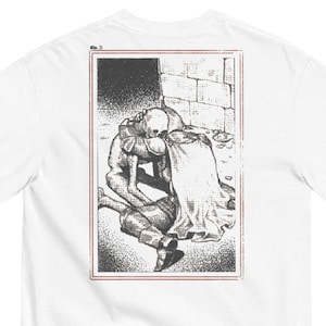 May include: Black and white illustration of two figures, one kneeling and embracing the other, set against a brick wall. The image is framed in a red border with the text "No. 3" in the top left corner.