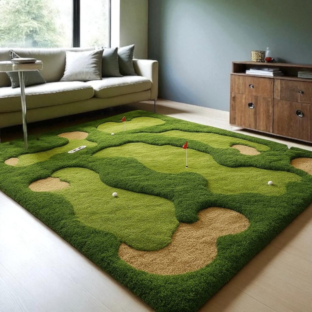 Neutral Color Golf Rug Hand-tufted Wool Golf Course Rug: 3D Modern Design - Etsy