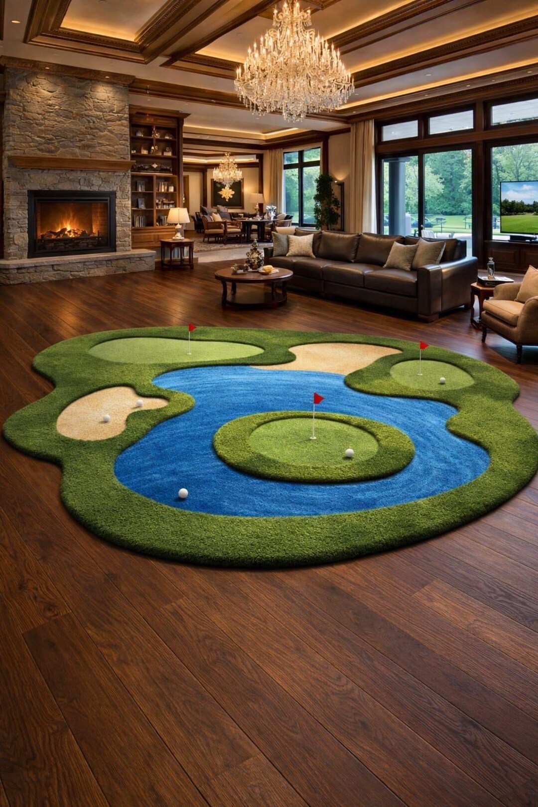 Golf Ramp Rug Hand-tufted Wool Golf Course Rug: 3D Modern Design - Etsy