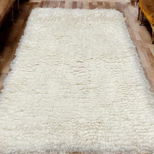 Luxurious Fluffy Rug Plush Rug Handmade Shaggy Rug 5x8 6x9 8x10 9x12 Custom Rug 100% Wool Rug for Living Room Bedroom Kids Room
