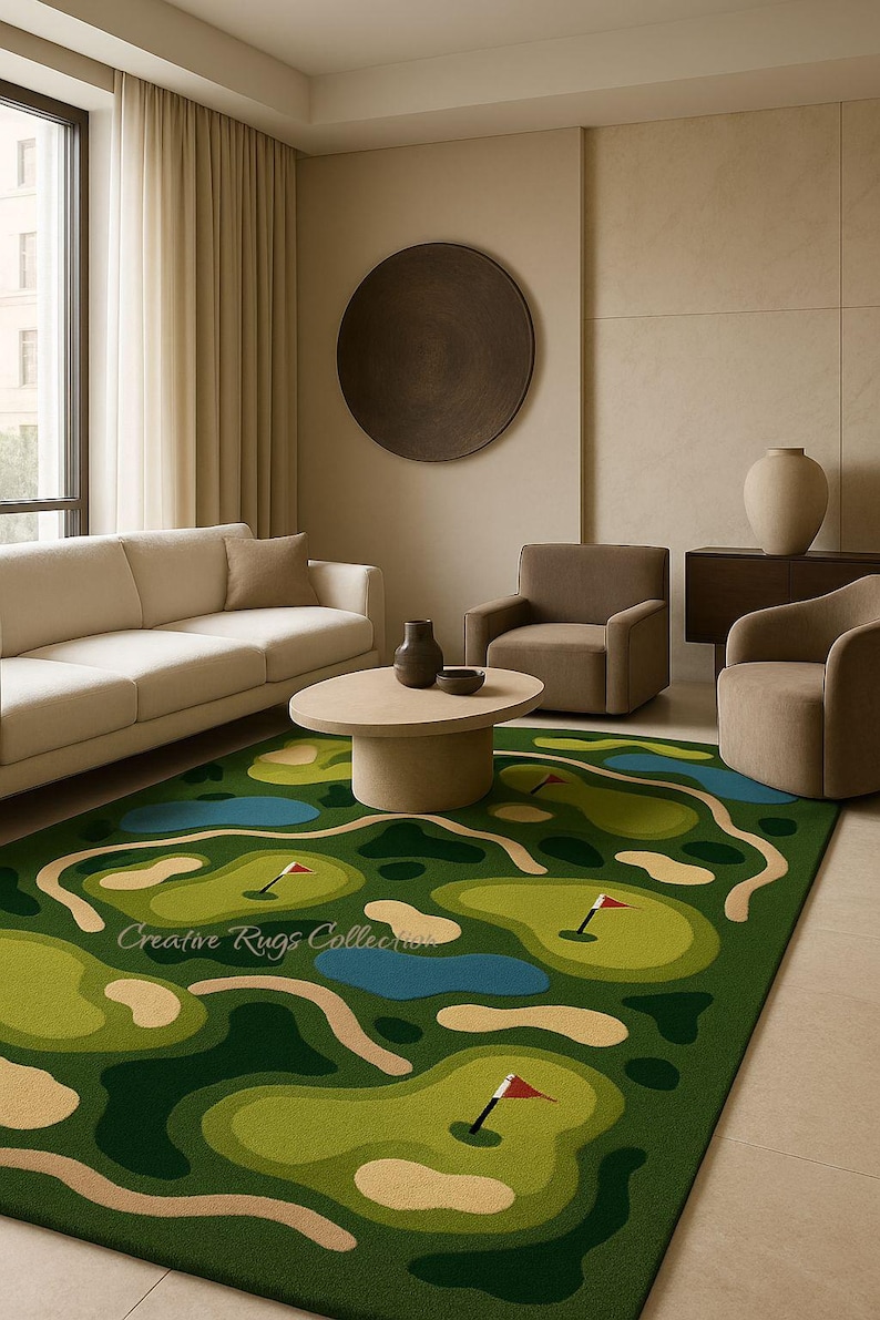 Golf Ramp Rug Hand-tufted Wool Golf Course Rug: 3D Modern Design - Etsy