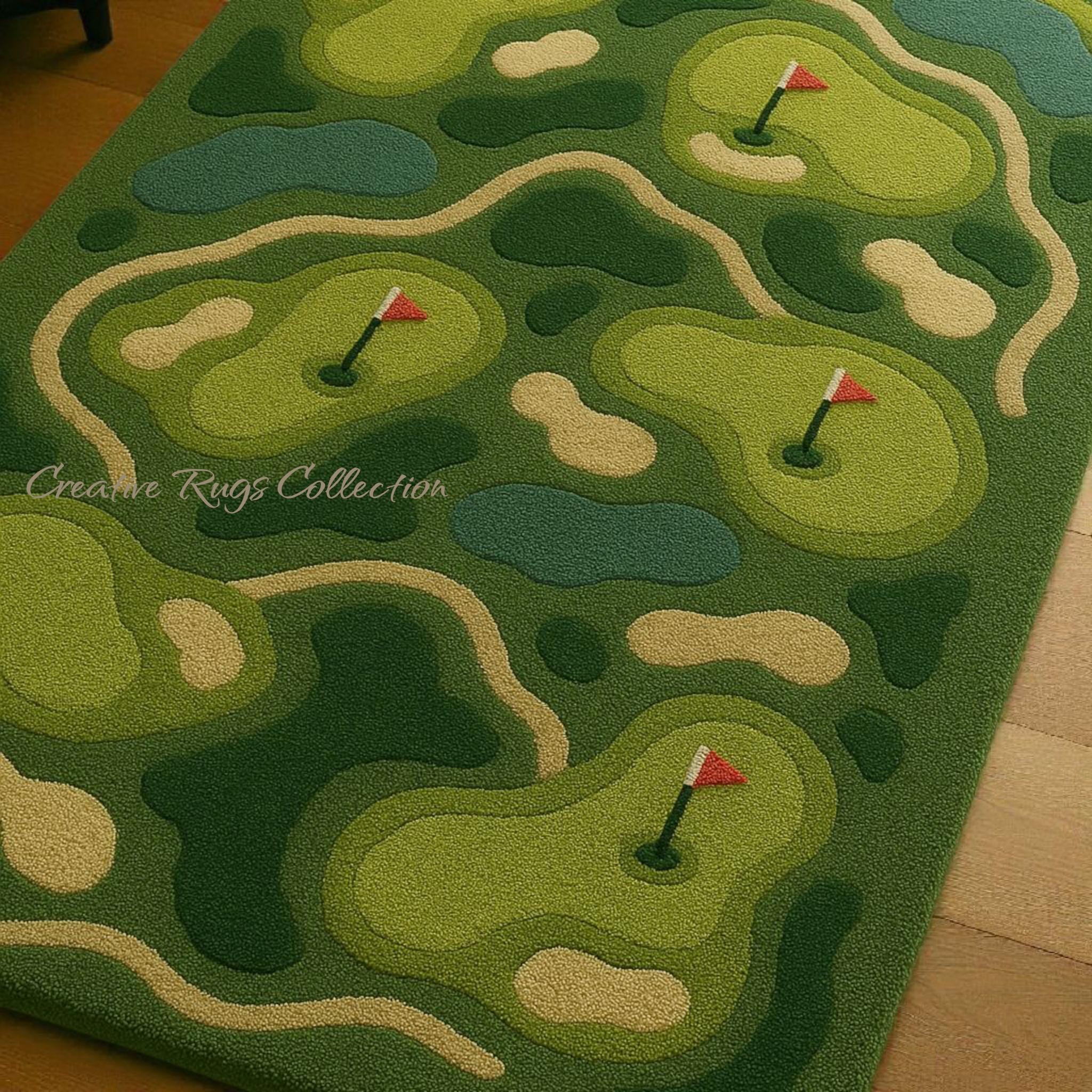 Golf Ramp Rug Hand-tufted Wool Golf Course Rug: 3D Modern Design - Etsy