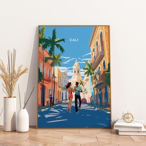 Charm of Cali Colombia Travel Print Poster Poster Travel Poster, Charm of Cali Colombia Travel Print Poster Wall Art Print, Poster Vintage T