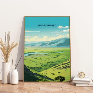 Ngorongoro Tanzania Travel Poster Print Print Travel Poster, Ngorongoro Tanzania Travel Poster Print Wall Art Print, Print Vintage Travel De