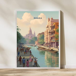 Poster di viaggio di Dhaka, Bangladesh, con stampa artistica, poster di viaggio vintage, poster di viaggio di Dhaka, Bangladesh, stampa artistica da parete