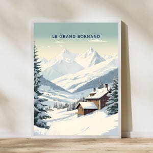 Le Grand Bornand France Ski Alpine Travel Print Poster Poster Travel Poster, Le Grand Bornand France Ski Alpine Travel Print Poster Wall Art