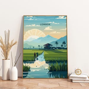 Lombok Indonesia Travel Print Poster Poster Travel Poster, Lombok Indonesia Travel Print Poster Wall Art Print, Poster Vintage Travel Decor