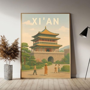 Xi&#39;an China Travel Poster, Xi&#39;an Wall Art Print,  Vintage Travel Decor