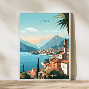 Kotor Montenegro Travel Print Poster Poster Travel Poster, Kotor Montenegro Travel Print Poster Wall Art Print, Poster Vintage Travel Decor