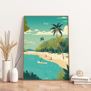 Fiji Travel Poster Artwork Artwork Travel Poster, Fiji Travel Poster Artwork Wall Art Print, Artwork Vintage Travel Decor