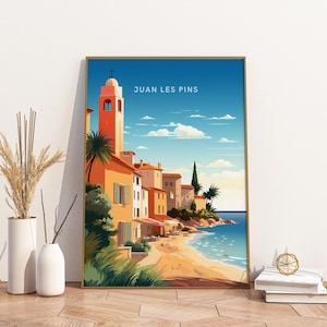 Juan Les Pins Travel Poster, Juan Wall Art Print,  Vintage Travel Decor