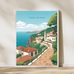 Póster de viaje a Tossa de Mar, España. Póster de viaje. Póster de viaje a Tossa de Mar, España. Impresión de arte de pared. Póster de viaje vintage.