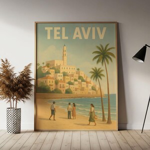 Tel Aviv Aviv Travel Poster, Tel Aviv Wall Art Print, Aviv Vintage Travel Decor