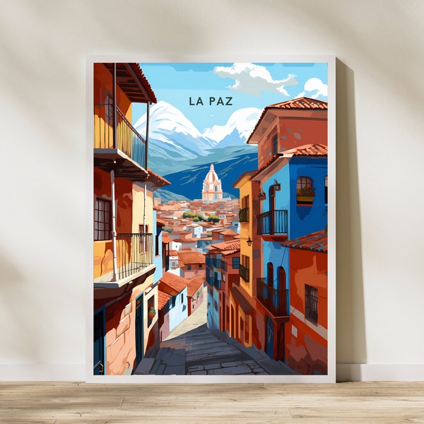 La Paz Bolivien Print Poster | Reise Kunstwerk | Retro Vintage | Wand Kunst Deco | Geschenkideen | Hochzeitsgeschenk