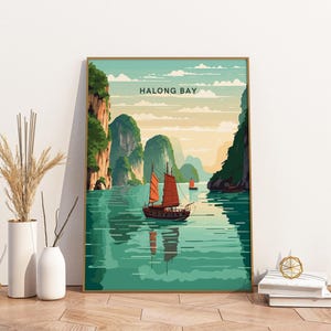 Halong Bay Vietnam Travel Print Poster Poster Travel Poster, Halong Bay Vietnam Travel Print Poster Wall Art Print, Poster Vintage Travel De