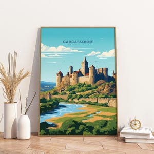 Carcassonne Frankreich Reise-Print Poster Plakat Reise-Plakat, Carcassonne Frankreich Reise-Print Poster Wand-Kunst-Druck, Plakat Vintage Reise De
