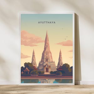 Ayutthaya Thailand Travel Print Poster Poster Travel Poster, Ayutthaya Thailand Travel Print Poster Wall Art Print, Poster Vintage Travel De