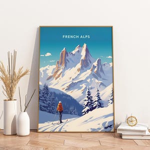 French Alps Travel Poster Artwork Artwork Travel Poster, French Alps Travel Poster Artwork Wall Art Print, Artwork Vintage Travel Decor