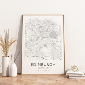 Póster con impresión del mapa de la ciudad de Edimburgo, Escocia, póster de viaje, póster con impresión del mapa de la ciudad de Edimburgo, Escocia, impresión artística de pared, póster de viaje vintage
