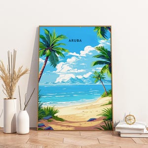 Aruba Travel Print Poster Poster Travel Poster, Aruba Travel Print Poster Wall Art Print, Poster Vintage Travel Decor