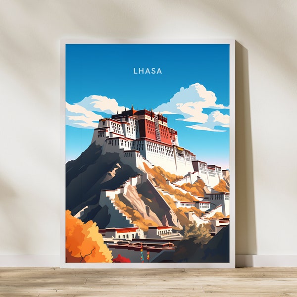 Lhasa Tibet Potala Palace Print Poster | Travel Artwork | Retro Vintage | Wall Art Deco | Gift Ideas | Wedding Gift