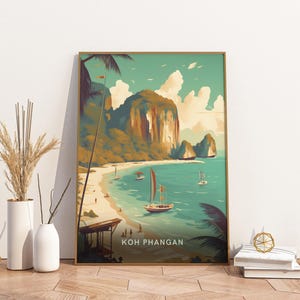 Koh Phangan Thailand Travel Poster Artwork Artwork Travel Poster, Koh Phangan Thailand Travel Poster Artwork Wall Art Print, Artwork Vintage