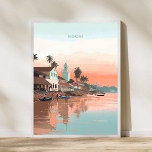 Kochi Kerala India Travel Print Poster Poster Travel Poster, Kochi Kerala India Travel Print Poster Wall Art Print, Poster Vintage Travel De