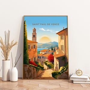 Póster de viaje de Saint Paul de Vence, Francia. Impresión artística de pared. Póster V.