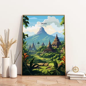 Java Indonesia Travel Print Poster Poster Travel Poster, Java Indonesia Travel Print Poster Wall Art Print, Poster Vintage Travel Decor