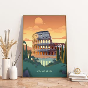 Colosseum Rome Italy Travel Poster Artwork Artwork Travel Poster, Colosseum Rome Italy Travel Poster Artwork Wall Art Print, Artwork Vintage