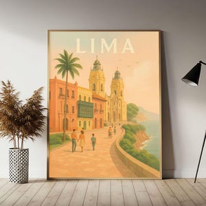 Lima Peru Travel Poster, Lima Wall Art Print,  Vintage Travel Decor