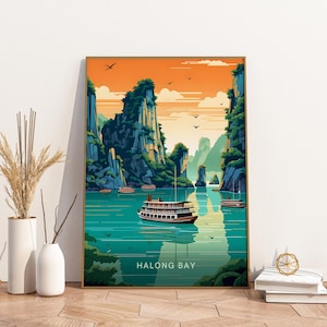 Halong Bay Vietnam Travel Travel Travel Poster, Halong Bay Vietnam Travel Wall Art Print, Travel Vintage Travel Decor