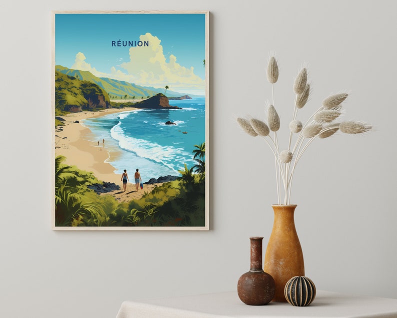 Poster Vintage Île De La Réunion 30x45 Cm – Décoration Murale Voyage, Impression Haute Définition