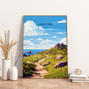 Land&#39;s End Cornwall England UK Travel Print Poster Poster Travel Poster, Land&#39;s End Cornwall England UK Travel Print Poster Wall Art Print,