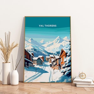 Winterwonderland in Val Thorens, Frankrijk Alpen reizen poster poster reisposter, winter wonderland in Val Thorens, reizen Alpen Frankrijk P