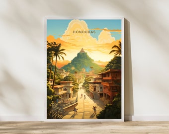 Honduras Print Poster | Travel Artwork | Retro Vintage | Wall Art Deco | Gift Ideas | Wedding Gift