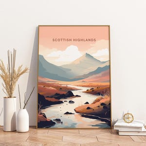 Scottish Highlands Scotland Travel Print Poster Poster Travel Poster, Scottish Highlands Scotland Travel Print Poster Wall Art Print, Poster