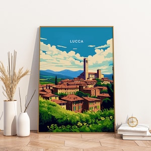 Lucca Tuscany Italy Travel Print Poster Poster Travel Poster, Lucca Tuscany Italy Travel Print Poster Wall Art Print, Poster Vintage Travel