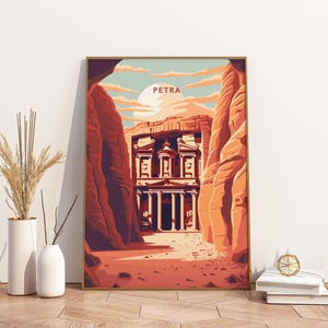 Petra Jordan Travel Print Poster Poster Travel Poster, Petra Jordan Travel Print Poster Wall Art Print, Poster Vintage Travel Decor