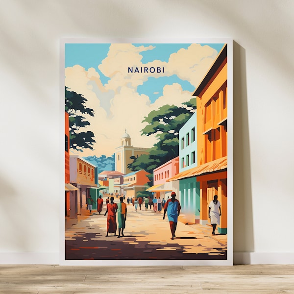 Nairobi Kenia print poster | Reiskunstwerk | Retro-vintage | Kunst aan de muur deco | Cadeau-ideeën | Bruiloftscadeau
