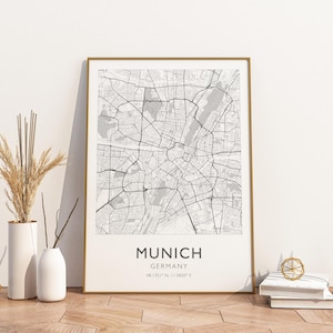 Munich Germany City Map Print Poster Poster Travel Poster, Munich Germany City Map Print Poster Wall Art Print, Poster Vintage Travel Decor