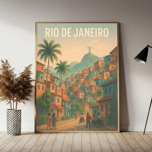 Rio de janeien (Favela) Brasilien Reiseposter, Rio de janeien Wandkunst, Brasilien Vintage Reisedekor
