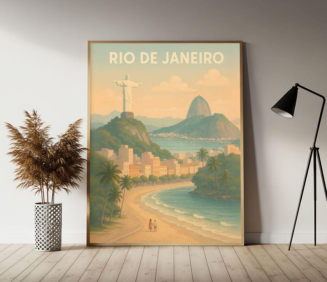 Visit Rio Poster Rio De Janeiro Travel Poster: Vintage Brazil Wall Art - Etsy