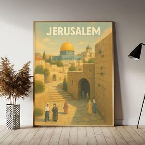 Póster de viaje de Jerusalén a Israel, impresión de arte mural de Jerusalén, decoración de viaje vintage