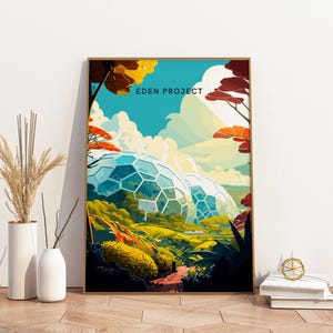 Eden Project Cornwall England UK Travel Print Poster Poster Travel Poster, Eden Project Cornwall England UK Travel Print Poster Wall Art Pri