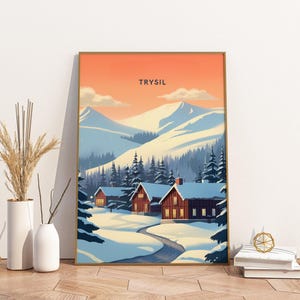 Trysil Norway Travel Print Poster Poster Travel Poster, Trysil Norway Travel Print Poster Wall Art Print, Poster Vintage Travel Decor