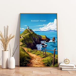 Nugget Point South Island New Zealand Travel Print Poster Poster Travel Poster, Nugget Point South Island New Zealand Travel Print Poster Wa